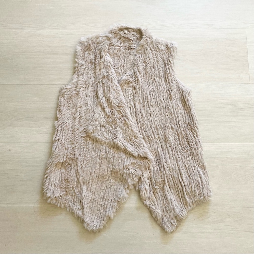 angora fur vest in beige